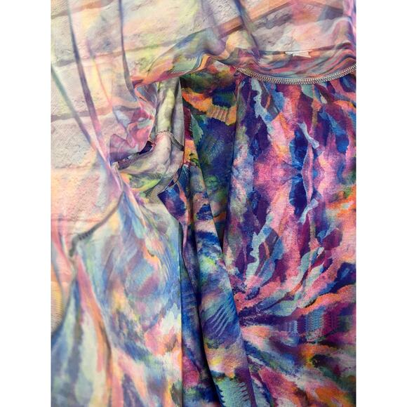 Chico's Womens L 12/14 Artsy Boho Resortwear Colorful Y2K Abstract Poncho Tunic - Picture 6 of 11